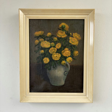 Intriguing Oil Painting Flowery Still Life "Yellow Roses Bouquet" Medium Artwork - HollandArtShop