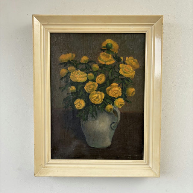 Intriguing Oil Painting Flowery Still Life "Yellow Roses Bouquet" Medium Artwork - HollandArtShop