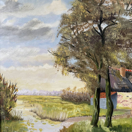 Intriguing Oil Painting Landscape "Countryside Cottage" Wonderful Medium Artwork - HollandArtShop
