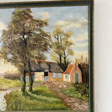 Intriguing Oil Painting Landscape "Countryside Cottage" Wonderful Medium Artwork - HollandArtShop