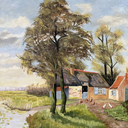 Intriguing Oil Painting Landscape "Countryside Cottage" Wonderful Medium Artwork - HollandArtShop