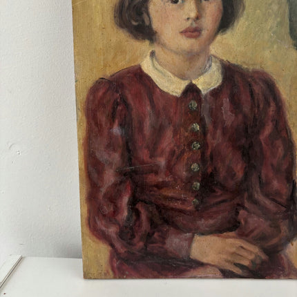 Intriguing Oil Painting Portrait "Girl In Red" Classic Small Artwork - HollandArtShop