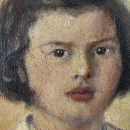 Intriguing Oil Painting Portrait "Girl In Red" Classic Small Artwork - HollandArtShop