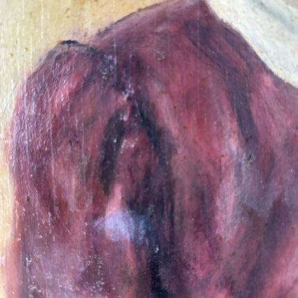 Intriguing Oil Painting Portrait "Girl In Red" Classic Small Artwork - HollandArtShop