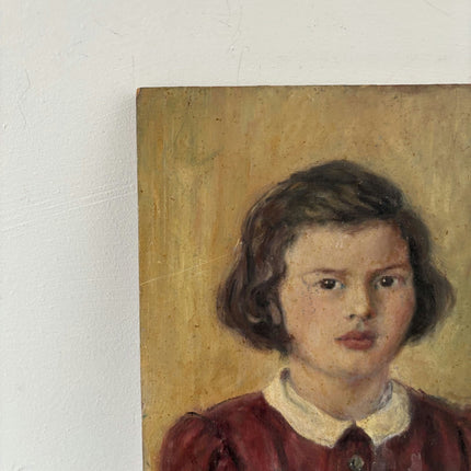 Intriguing Oil Painting Portrait "Girl In Red" Classic Small Artwork - HollandArtShop