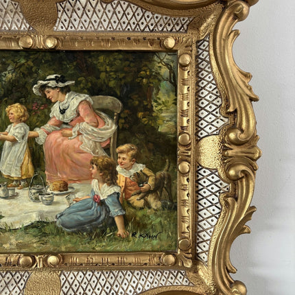 Intriguing Oil Painting Scenery "Tea Party Moment" Handcrafted Medium Art - HollandArtShop
