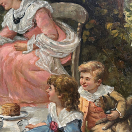 Intriguing Oil Painting Scenery "Tea Party Moment" Handcrafted Medium Art - HollandArtShop