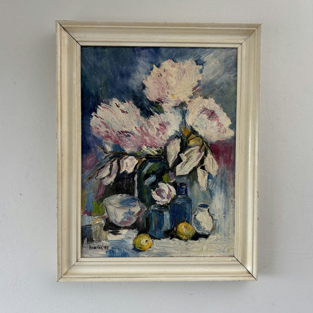 Intriguing Oil Painting Still Life "Floral Arrangement" Vintage Medium Art - HollandArtShop