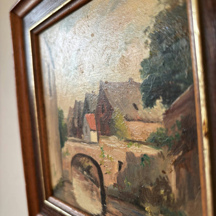 Intriguing Oil Painting "Stone Bridge" Original Small Art - HollandArtShop