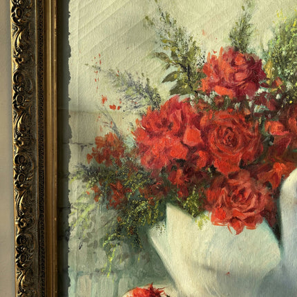 Intriguing Still Life Oil Painting "Flower Vase" Original Medium Art - HollandArtShop