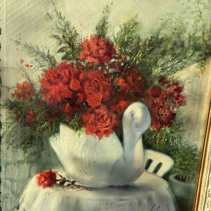 Intriguing Still Life Oil Painting "Flower Vase" Original Medium Art - HollandArtShop