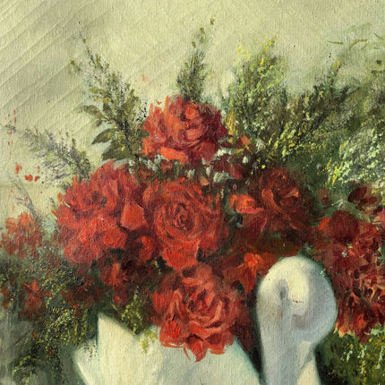 Intriguing Still Life Oil Painting "Flower Vase" Original Medium Art - HollandArtShop
