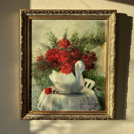 Intriguing Still Life Oil Painting "Flower Vase" Original Medium Art - HollandArtShop