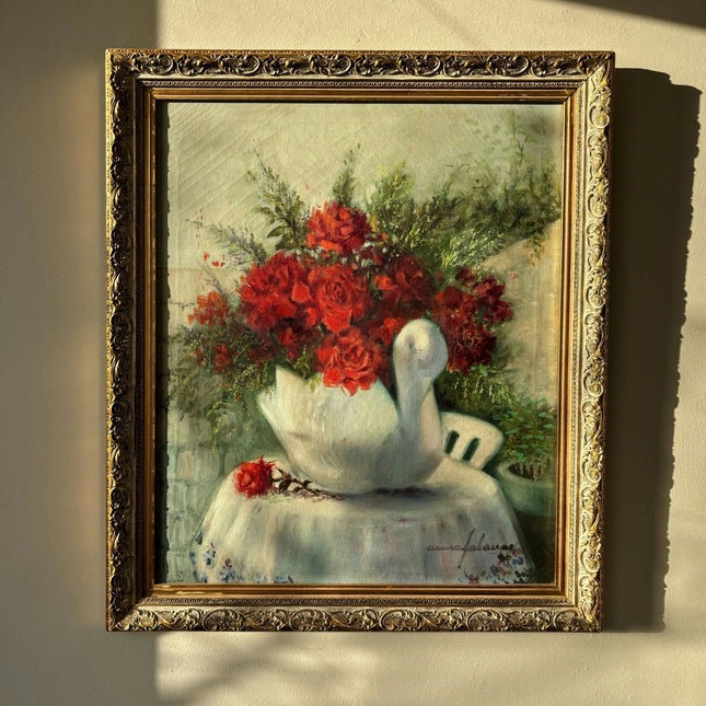 Intriguing Still Life Oil Painting "Flower Vase" Original Medium Art - HollandArtShop