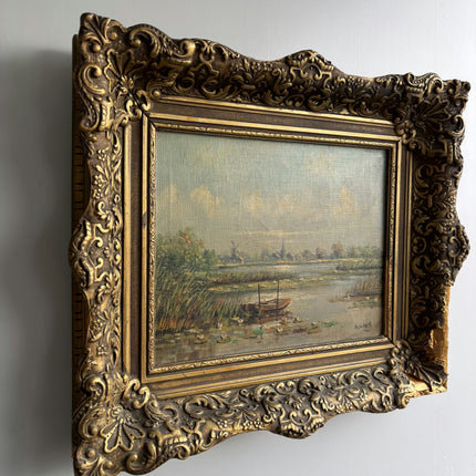 Expressive Landscape Oil Painting "Gilded Frame" Refined Artwork Holland Art Shop
