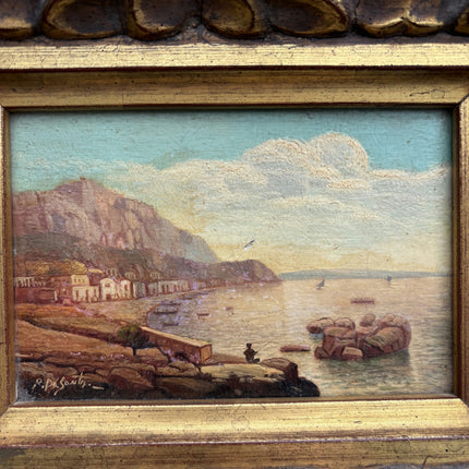 Detailed Seascape Oil Painting "Gilded Frame" Traditional Small Art Holland Art Shop