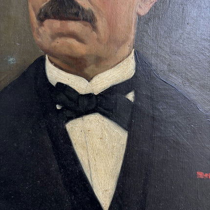 19th Century Antique Portrait Oil Painting "Moustached Gentleman" Artwork Holland Art Shop