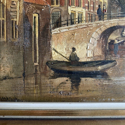 Jan Hendrik Weissenbruch Ducth Town View with Bridge and Boats Antique Artwork - HollandArtShop