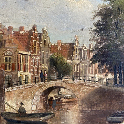 Jan Hendrik Weissenbruch Ducth Town View with Bridge and Boats Antique Artwork - HollandArtShop