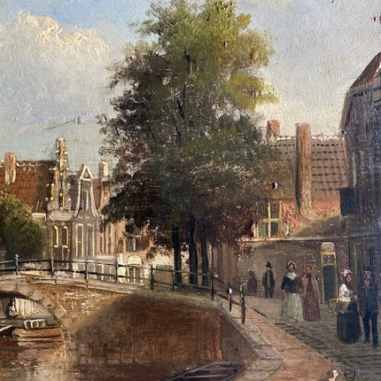 Jan Hendrik Weissenbruch Ducth Town View with Bridge and Boats Antique Artwork - HollandArtShop