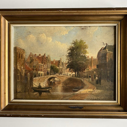 Jan Hendrik Weissenbruch Ducth Town View with Bridge and Boats Antique Artwork - HollandArtShop