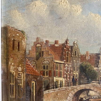 Jan Hendrik Weissenbruch Ducth Town View with Bridge and Boats Antique Artwork - HollandArtShop