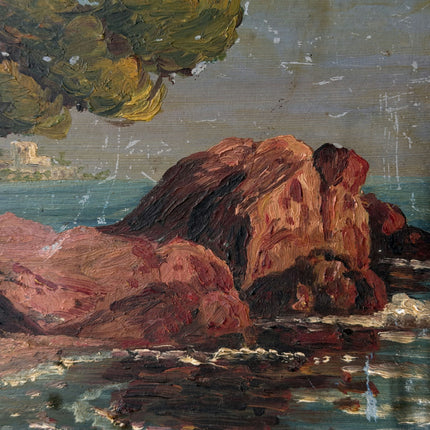 Rustic Landscape Oil Painting "Coastal Rocks" Detailed Small Artwork Holland Art Shop