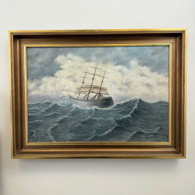 Expressive Seascape Oil Painting "Sailing Ship" Classic Large Artwork Holland Art Shop
