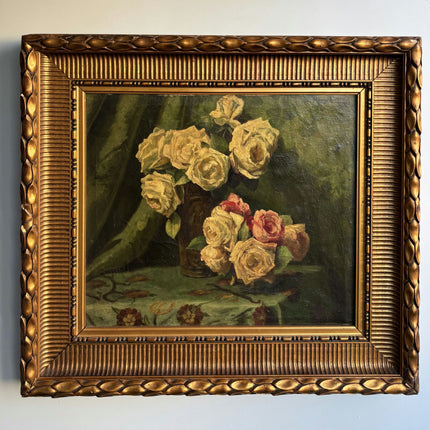 Timeless Floral Still Life Oil Painting "Vase Roses" Elegant Large Artwork Holland Art Shop
