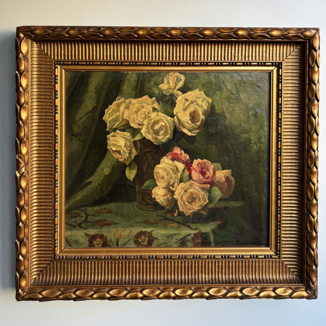 Timeless Floral Still Life Oil Painting "Vase Roses" Elegant Large Artwork Holland Art Shop