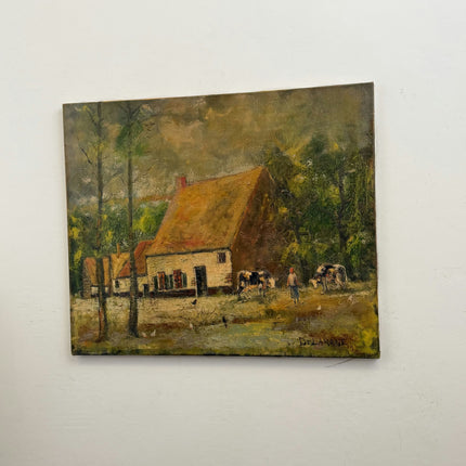 Rustic Farm Oil Painting "Thatched Cottage" Elegant Artwork Holland Art Shop