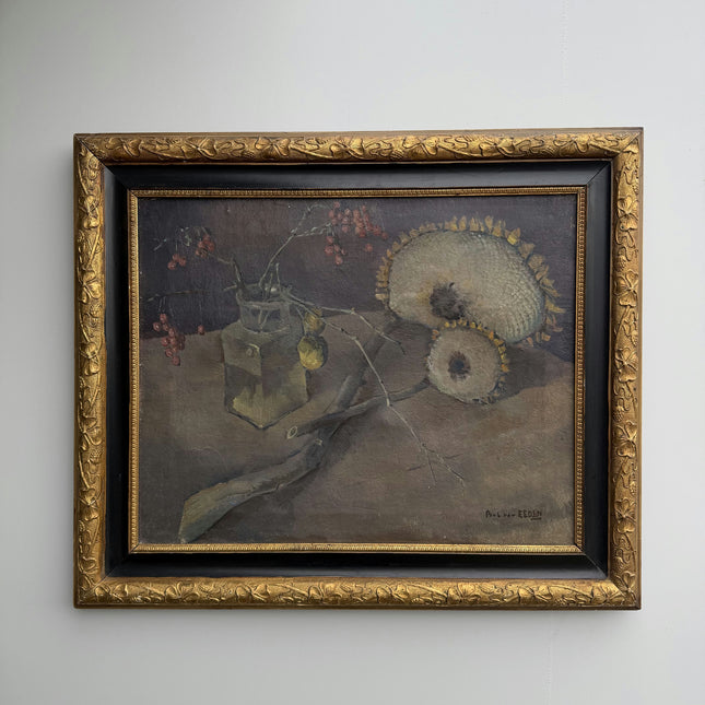 Refined Still Life Oil Painting "Withered Sunflowers" Vintage Artwork Holland Art Shop