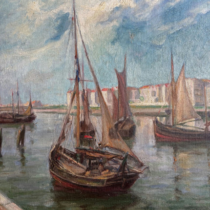 Rustic Harbor Scene Oil Painting "Sailing Boats" Original Large Art Holland Art Shop