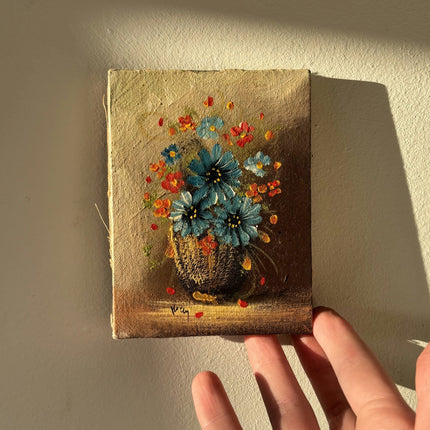 Marvelous Floral Still Life Oil Painting "Flower Bouquet" Refined Small Art - HollandArtShop