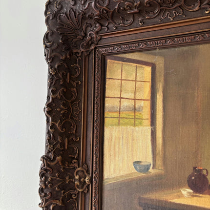 Marvelous Interior Oil Painting "Sewing Woman" Refined Medium Artwork - HollandArtShop
