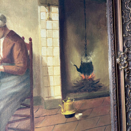 Marvelous Interior Oil Painting "Sewing Woman" Refined Medium Artwork - HollandArtShop