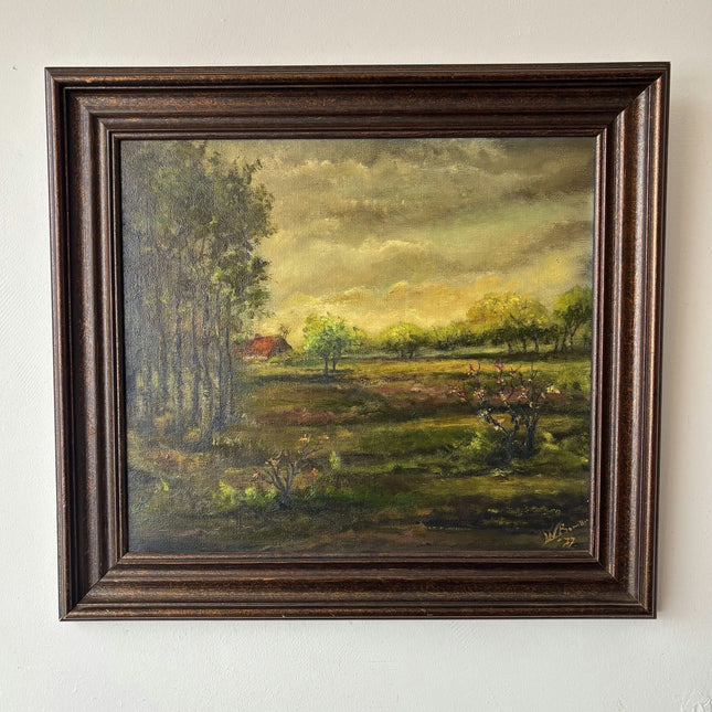 Marvelous Landscape Oil Painting "Red Roof Cottage" Refined Medium Artwork - HollandArtShop