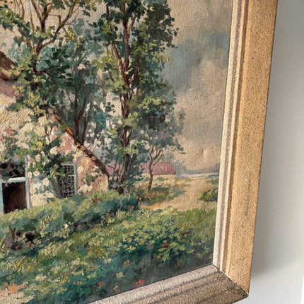 Marvelous Landscape Oil Painting "Thatched Cottage" Wonderful Large Art - HollandArtShop