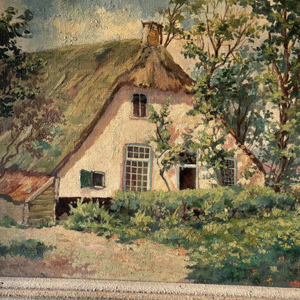 Marvelous Landscape Oil Painting "Thatched Cottage" Wonderful Large Art - HollandArtShop