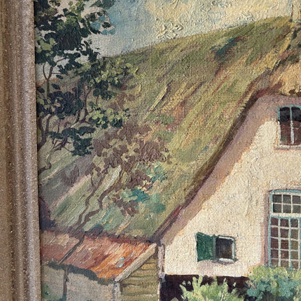 Marvelous Landscape Oil Painting "Thatched Cottage" Wonderful Large Art - HollandArtShop
