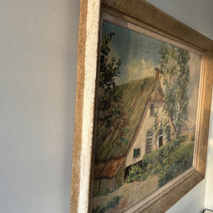 Marvelous Landscape Oil Painting "Thatched Cottage" Wonderful Large Art - HollandArtShop