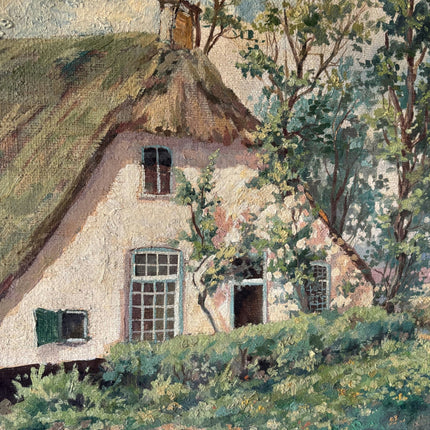 Marvelous Landscape Oil Painting "Thatched Cottage" Wonderful Large Art - HollandArtShop