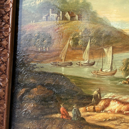 Marvelous Oil Painting Cityscape "Fishing Village" Fine French Art - HollandArtShop