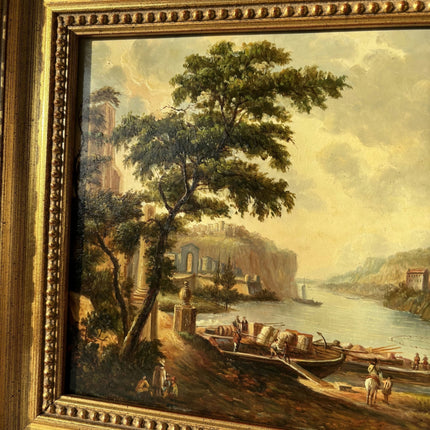 Marvelous Oil Painting Harbor Scene "Riverbank Scene" Expressive French Artwork - HollandArtShop