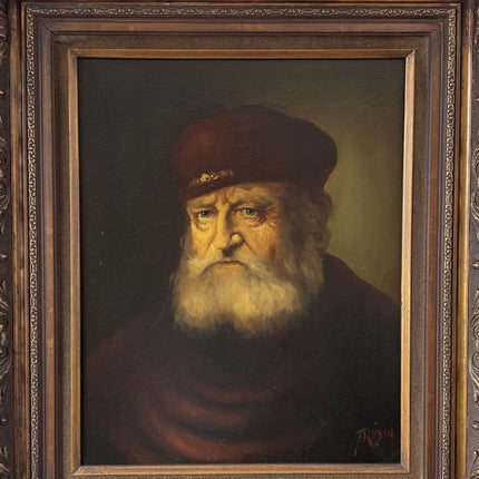 Marvelous Oil Painting Portrait "Wise Elder" Baroque Framed Large Art - HollandArtShop