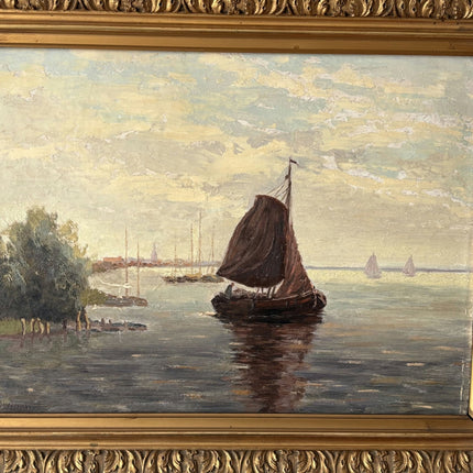 Marvelous Seascape Oil Painting "Sailing Ship" Handcrafted Medium Art - HollandArtShop
