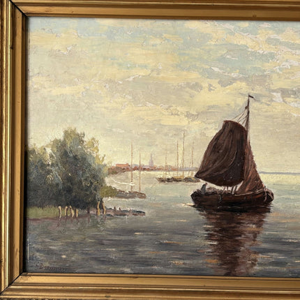 Marvelous Seascape Oil Painting "Sailing Ship" Handcrafted Medium Art - HollandArtShop