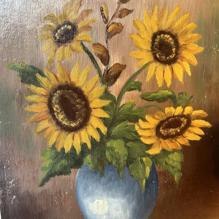 Marvelous Still Life Oil Painting "Sunflower Bouquet" Original Small Artwork - HollandArtShop