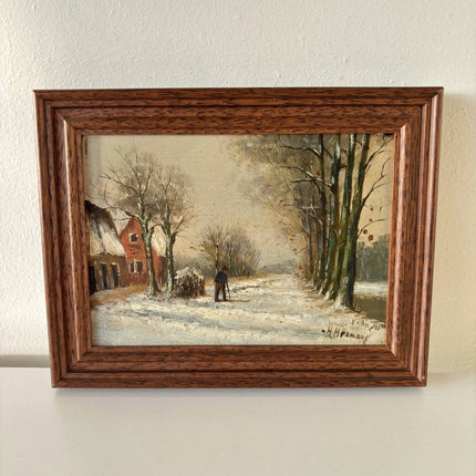 Marvelous Winter Landscape Oil Painting "Snowy Pathway" Wonderful Small Art - HollandArtShop