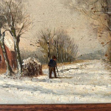 Marvelous Winter Landscape Oil Painting "Snowy Pathway" Wonderful Small Art - HollandArtShop